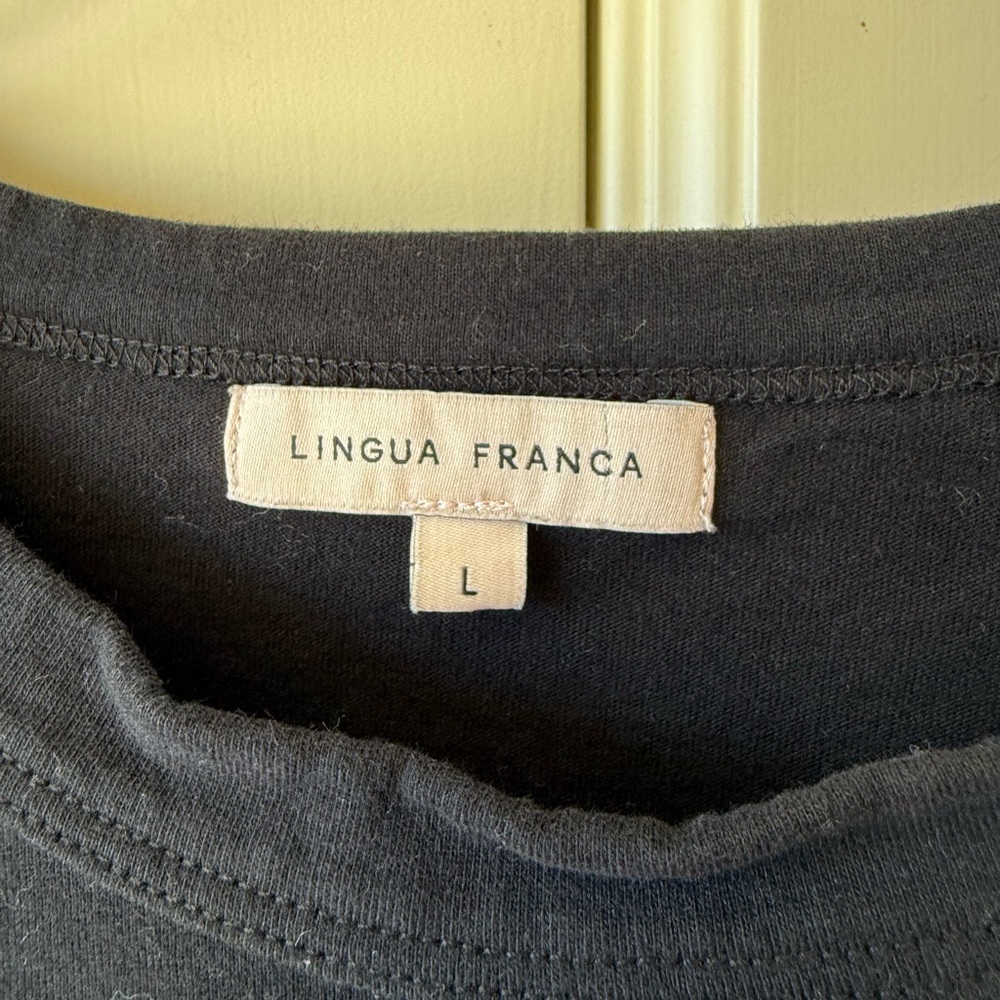 Lingua Franca Black Shirt with Red Heart Embroidery Size L - Picture 2 of 6